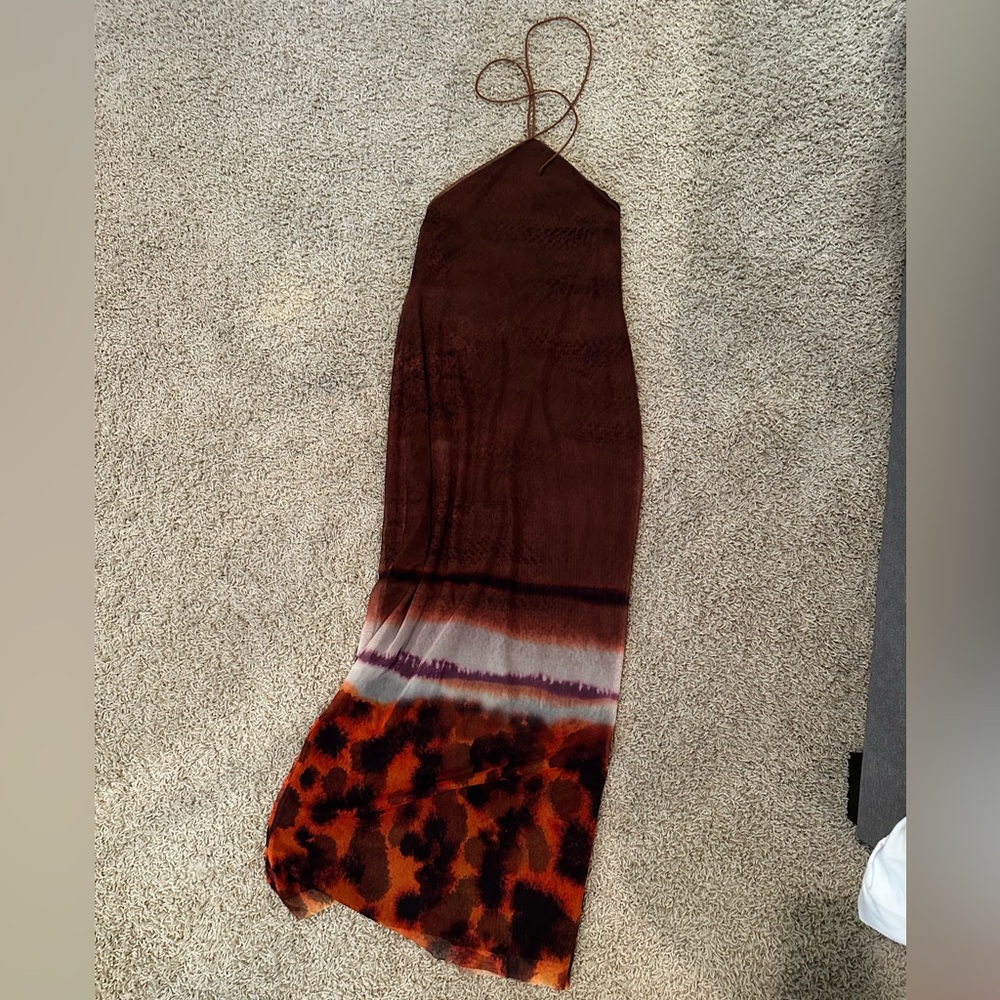 Zara Brown and Orange Dress